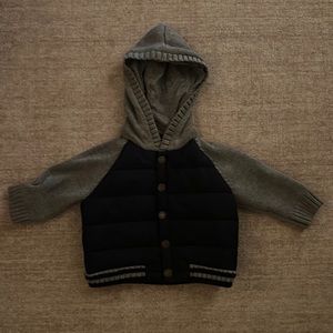 Janie and Jack baby hooded puffer knit button front jacket